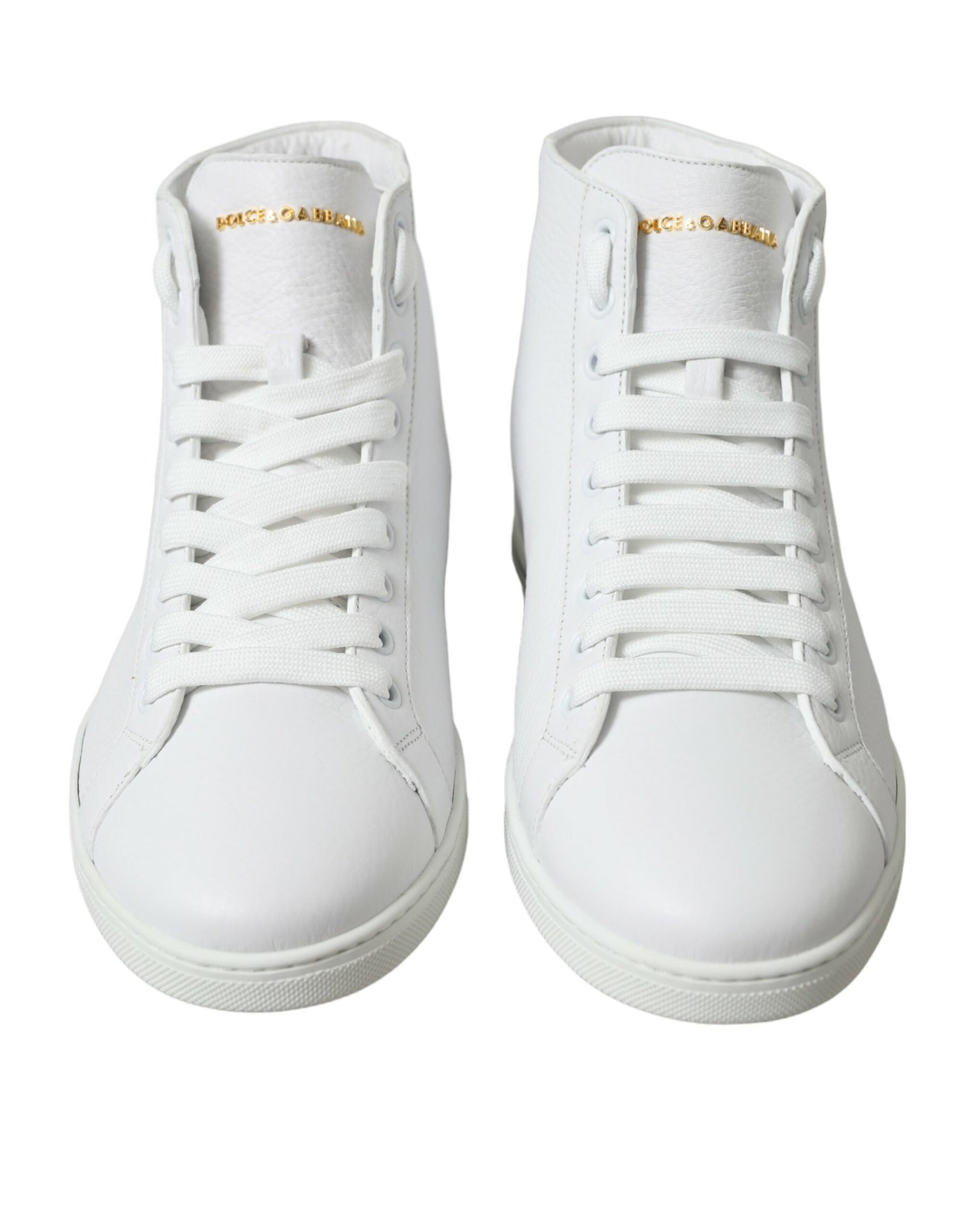 Eleganti sneakers alte in pelle bianca