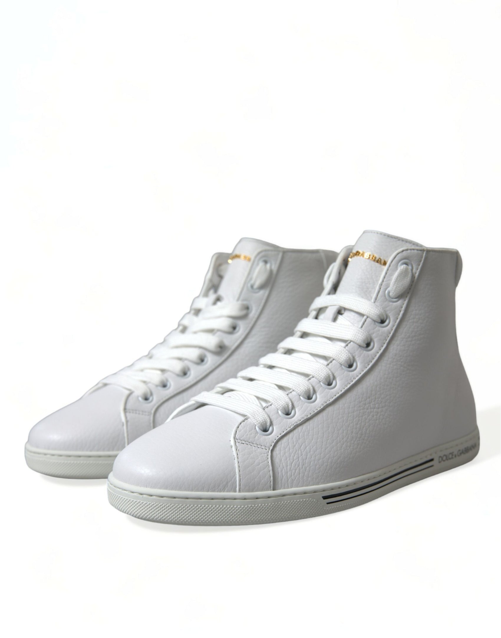 Eleganti sneakers alte in pelle bianca