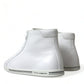 Elegant White Leather High Top Sneakers