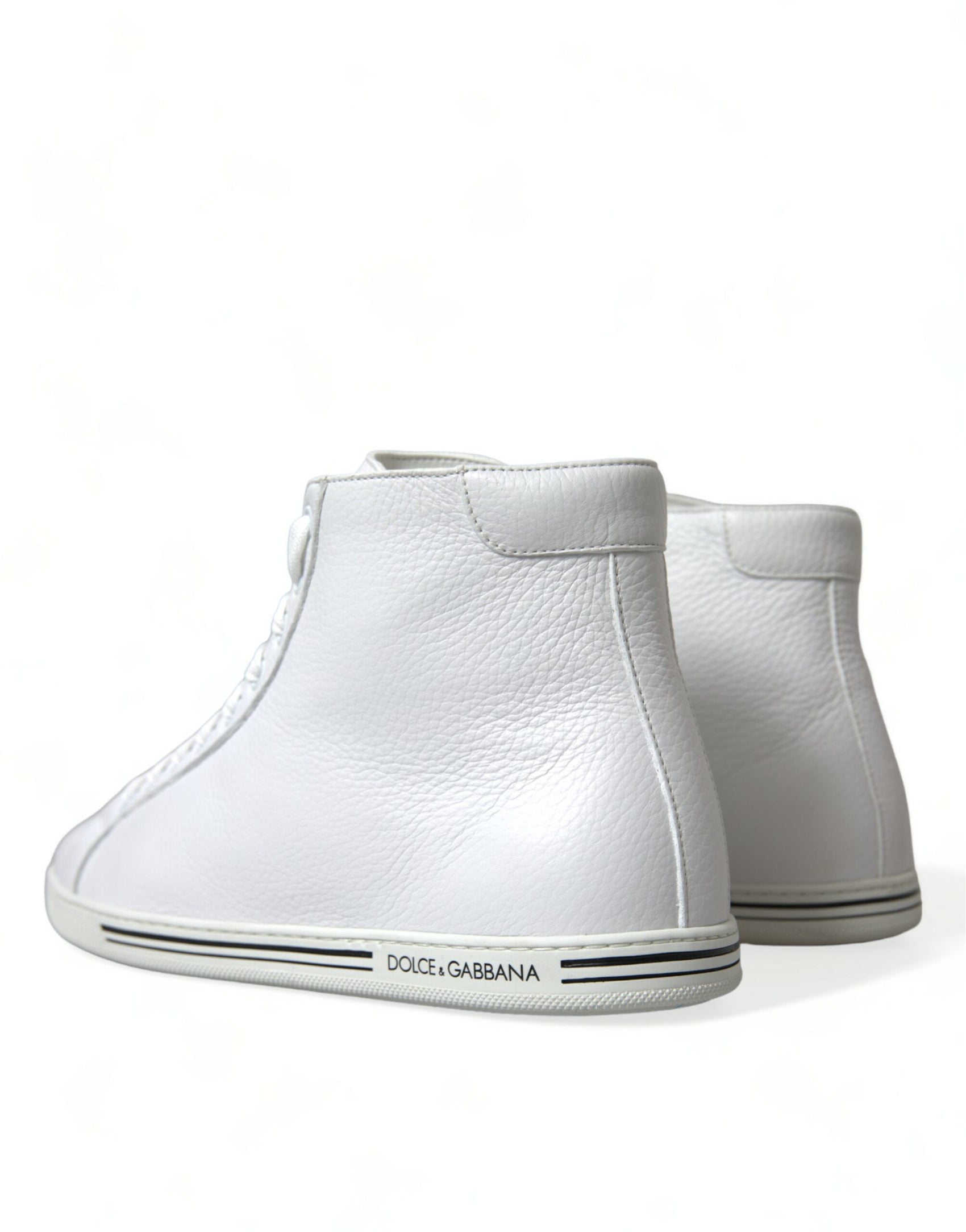 Eleganti sneakers alte in pelle bianca