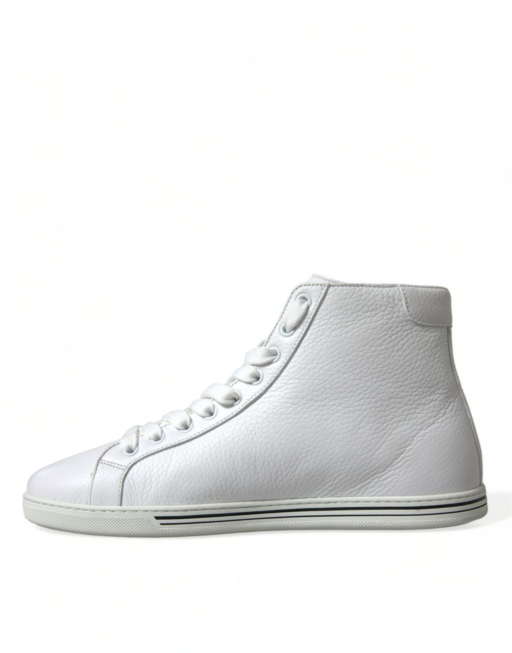 Eleganti sneakers alte in pelle bianca