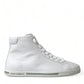 Elegant White Leather High Top Sneakers