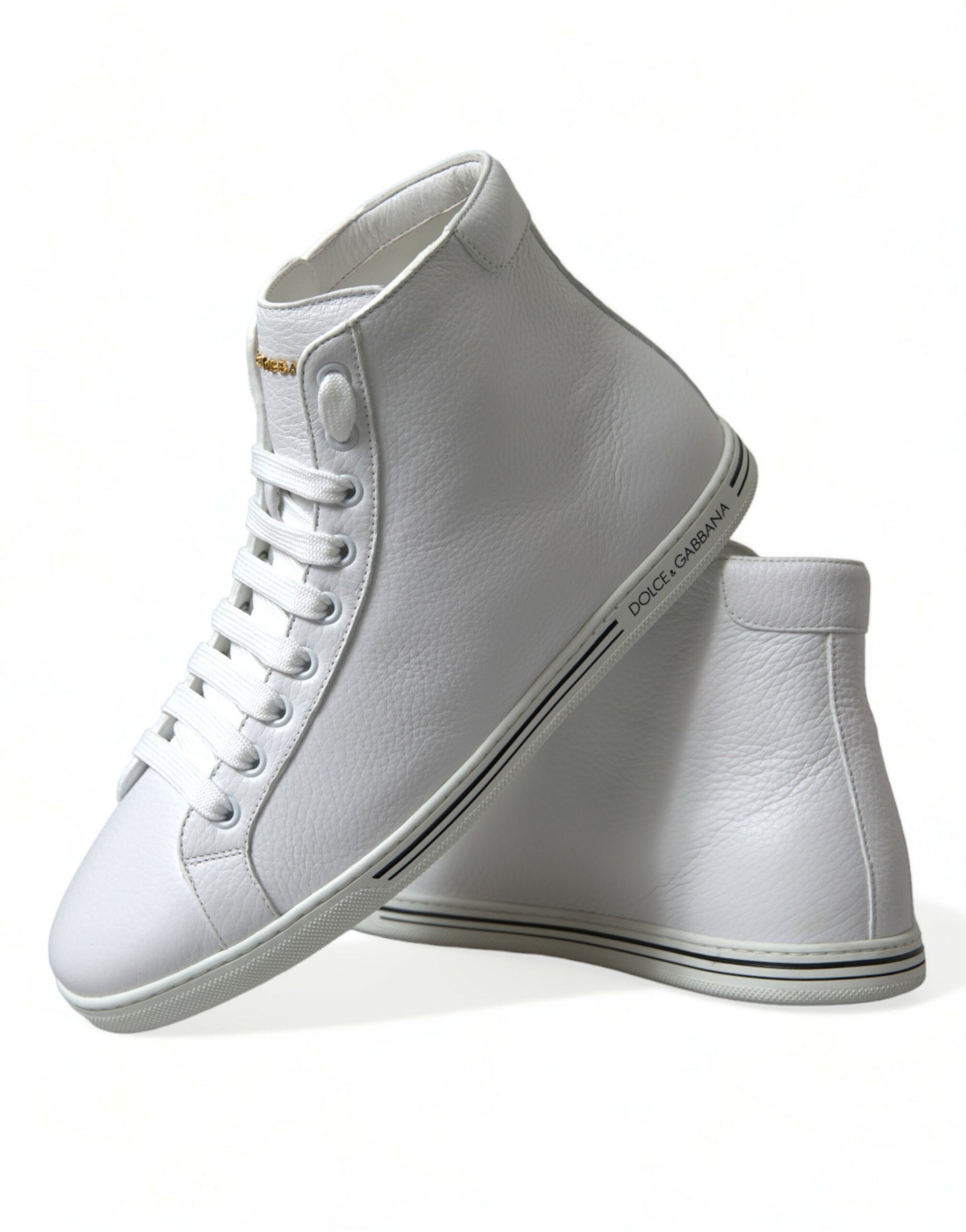 Eleganti sneakers alte in pelle bianca