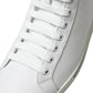 Elegant White Leather High Top Sneakers