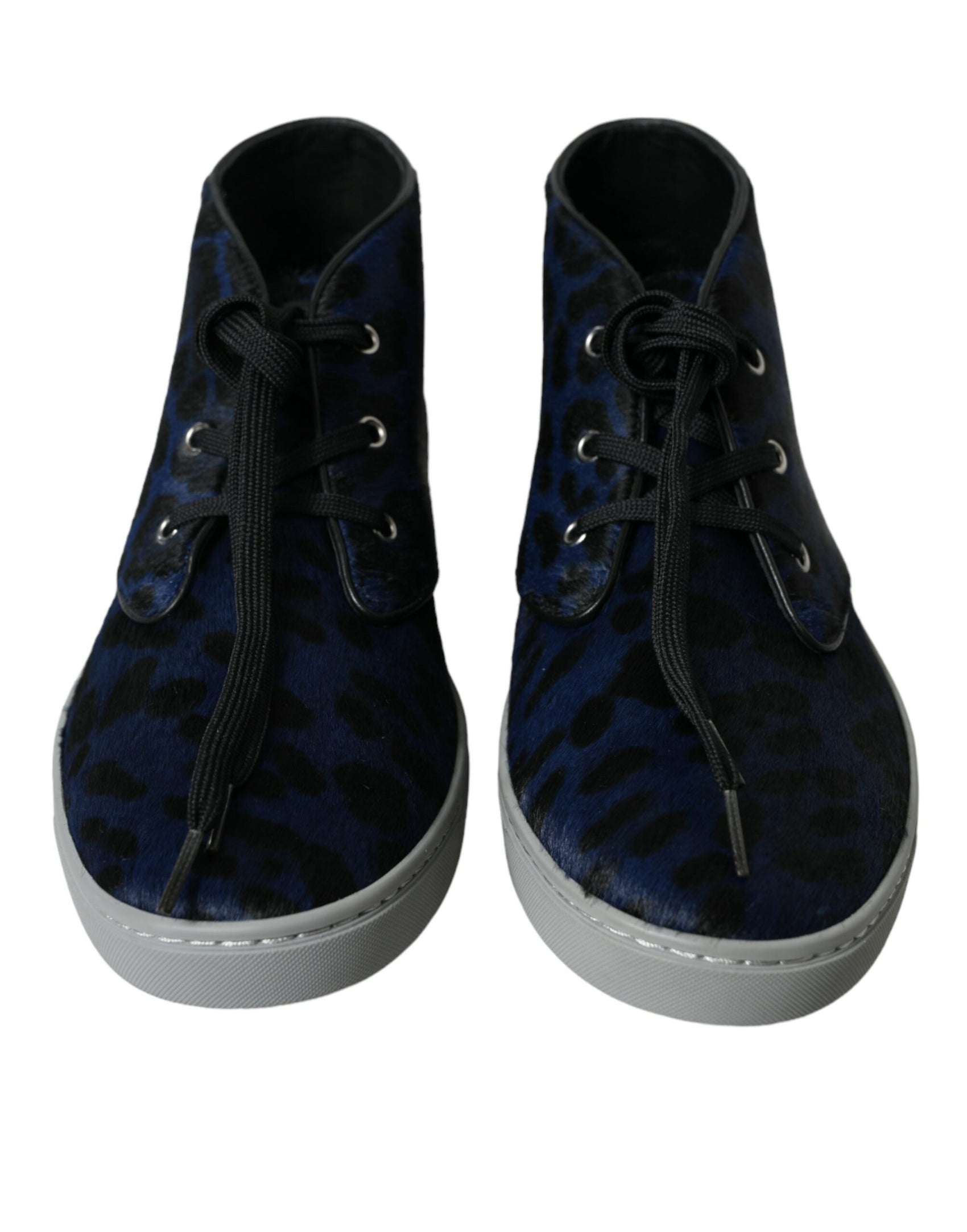Sneakers alte con stampa leopardata blu chic
