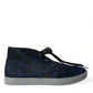 Chic Blue Leopard Print Mid-Top Sneakers