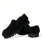 Elegant Black Fur Slip On Loafers for Men