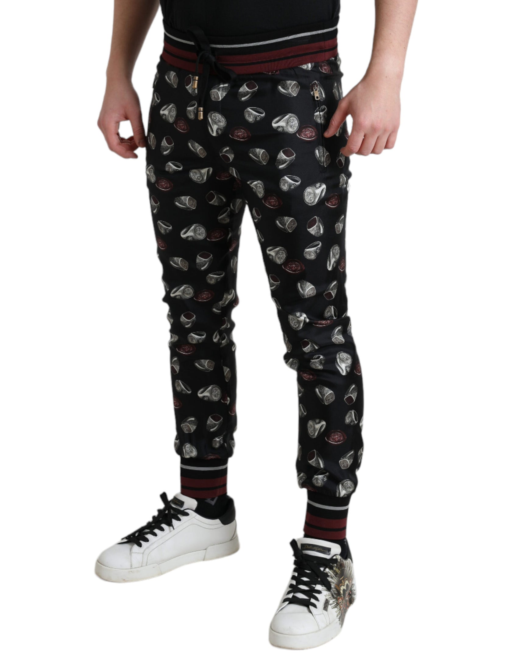 Edle Jogginghose aus Seide mit Ring-Print