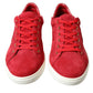 Elegant Red & White Low Top Sneakers