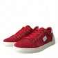 Elegant Red & White Low Top Sneakers