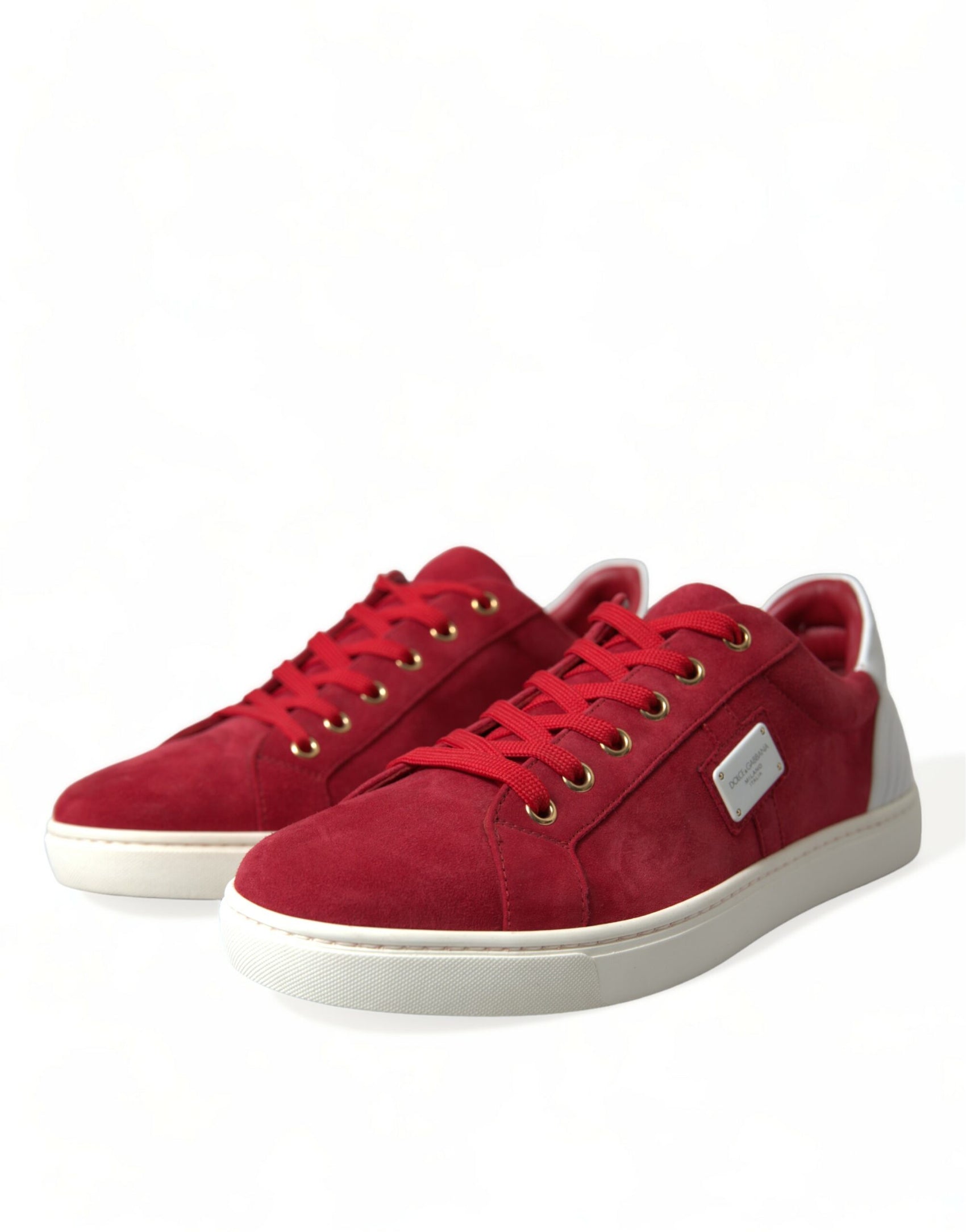 Eleganti sneakers basse rosse e bianche