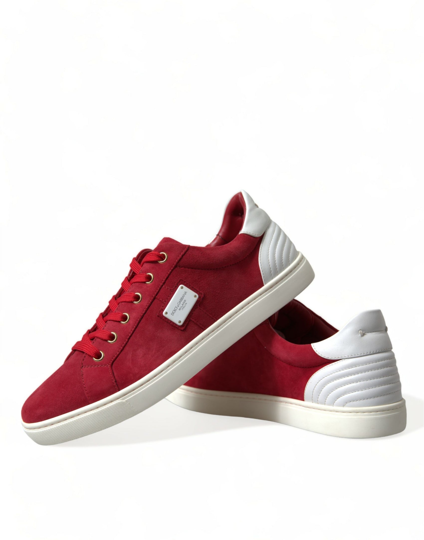 Eleganti sneakers basse rosse e bianche