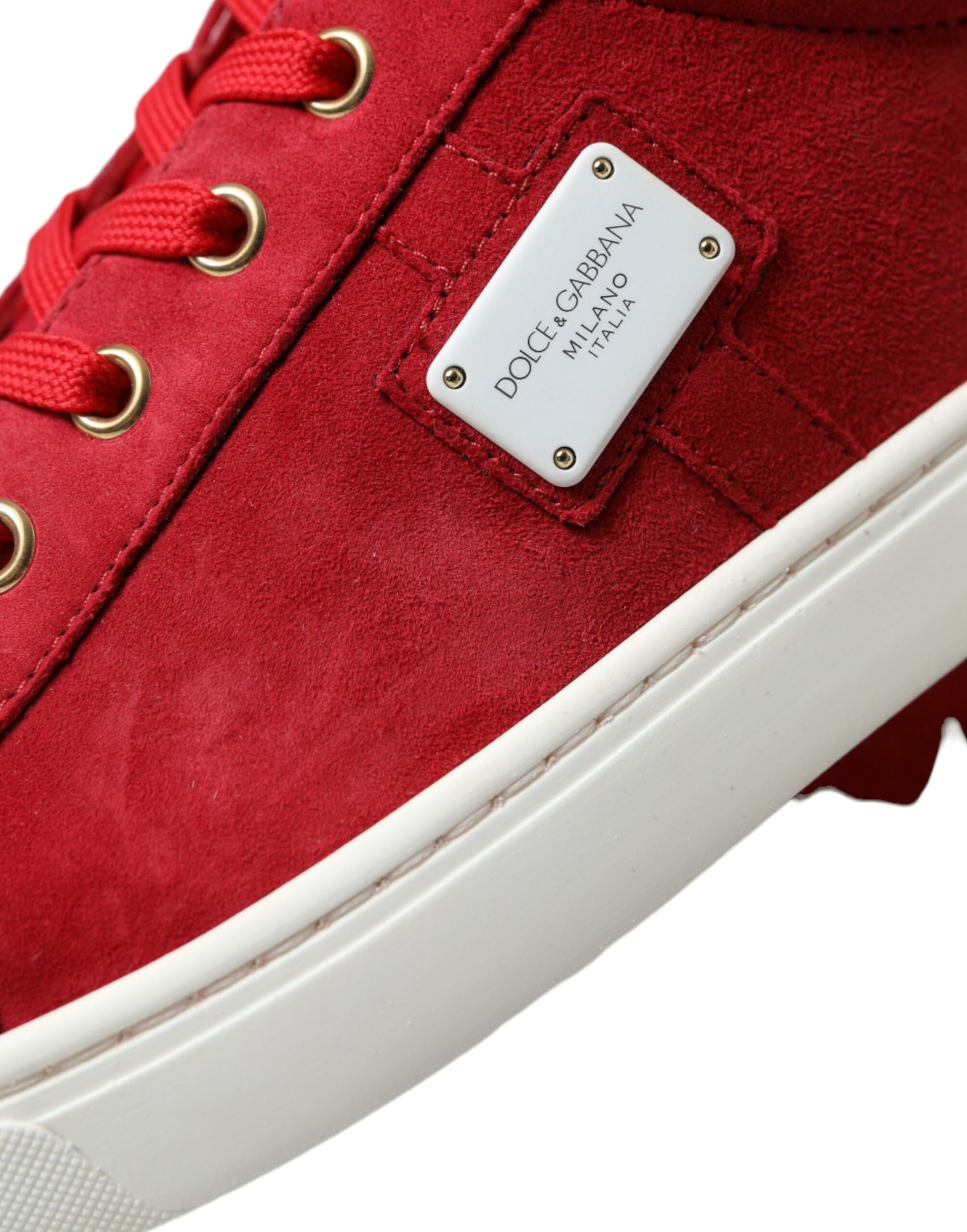 Eleganti sneakers basse rosse e bianche