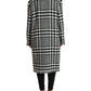 Elegant Houndstooth Long Trench Coat