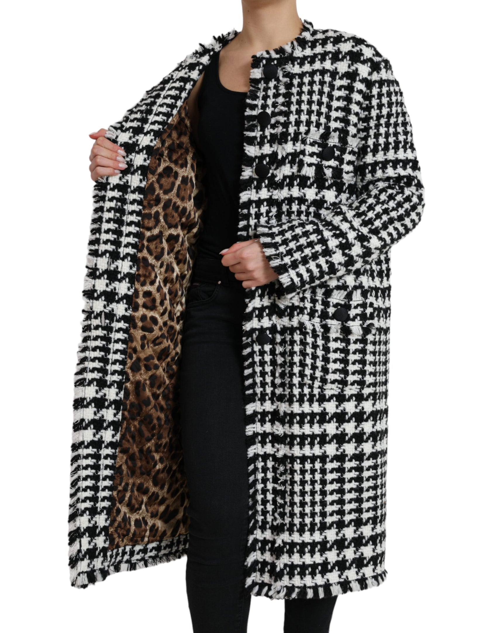 Elegante trench lungo pied de poule