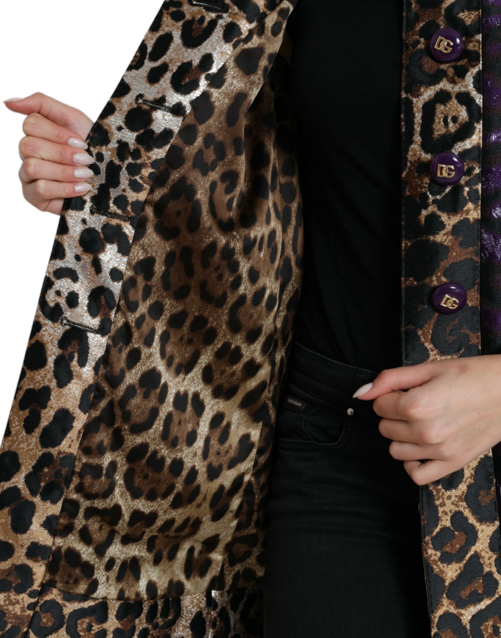 Trench Jacquard squisito con motivo tigre