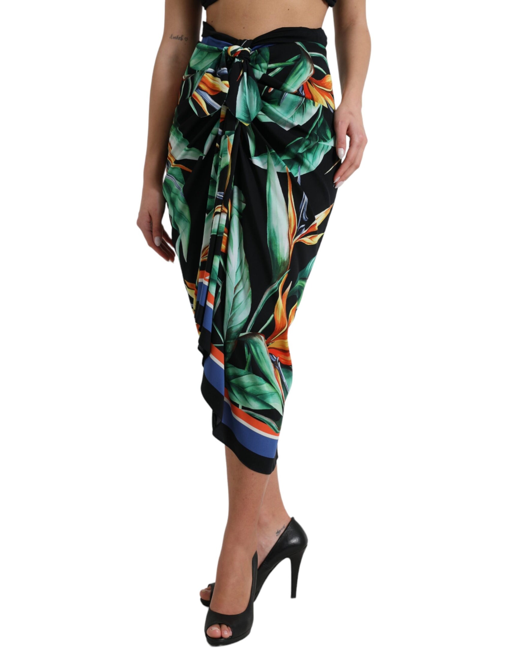 Gonna midi elegante a vita alta con motivo floreale