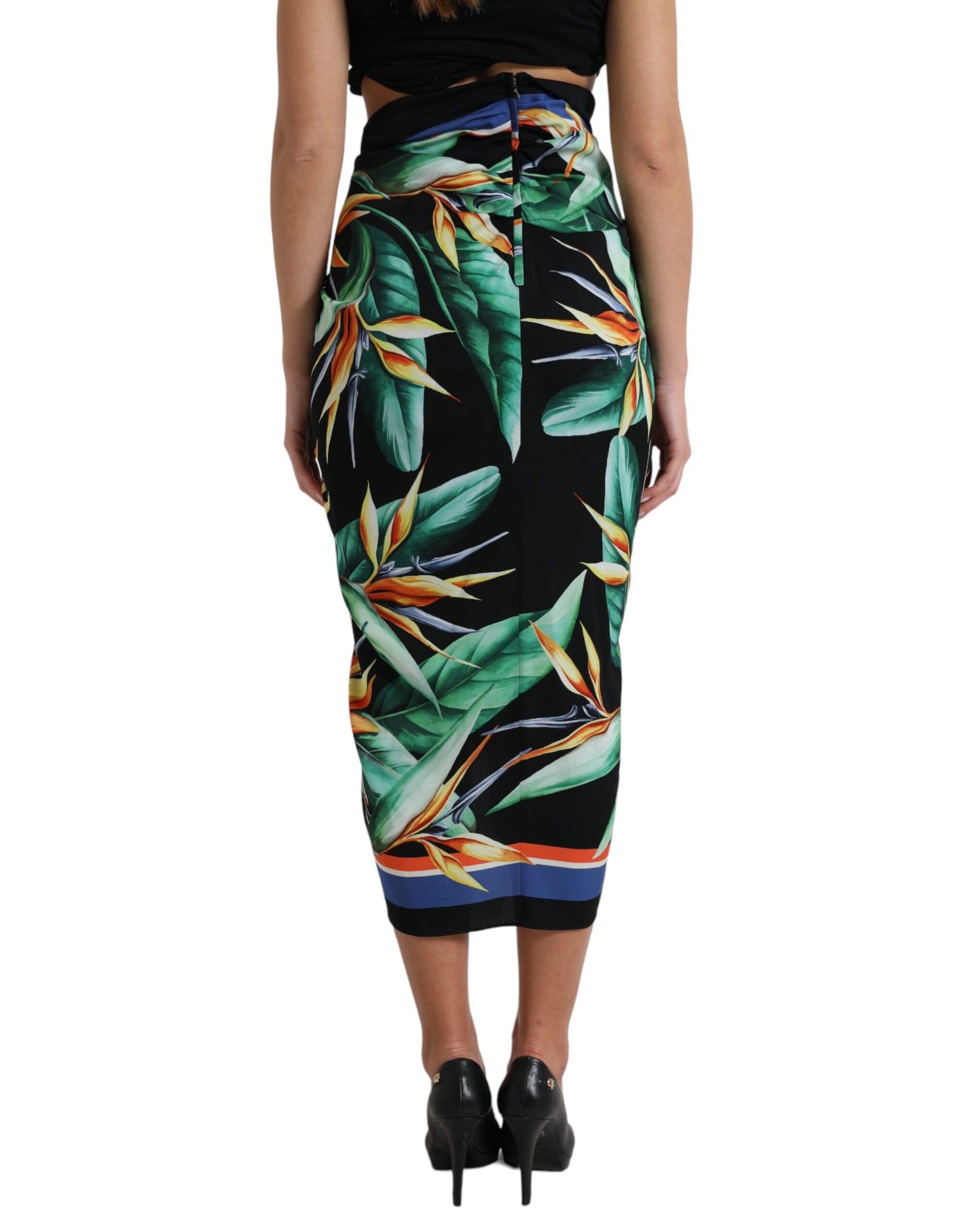 Gonna midi elegante a vita alta con motivo floreale