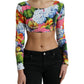 Blusa corta con motivo floreale Elegance