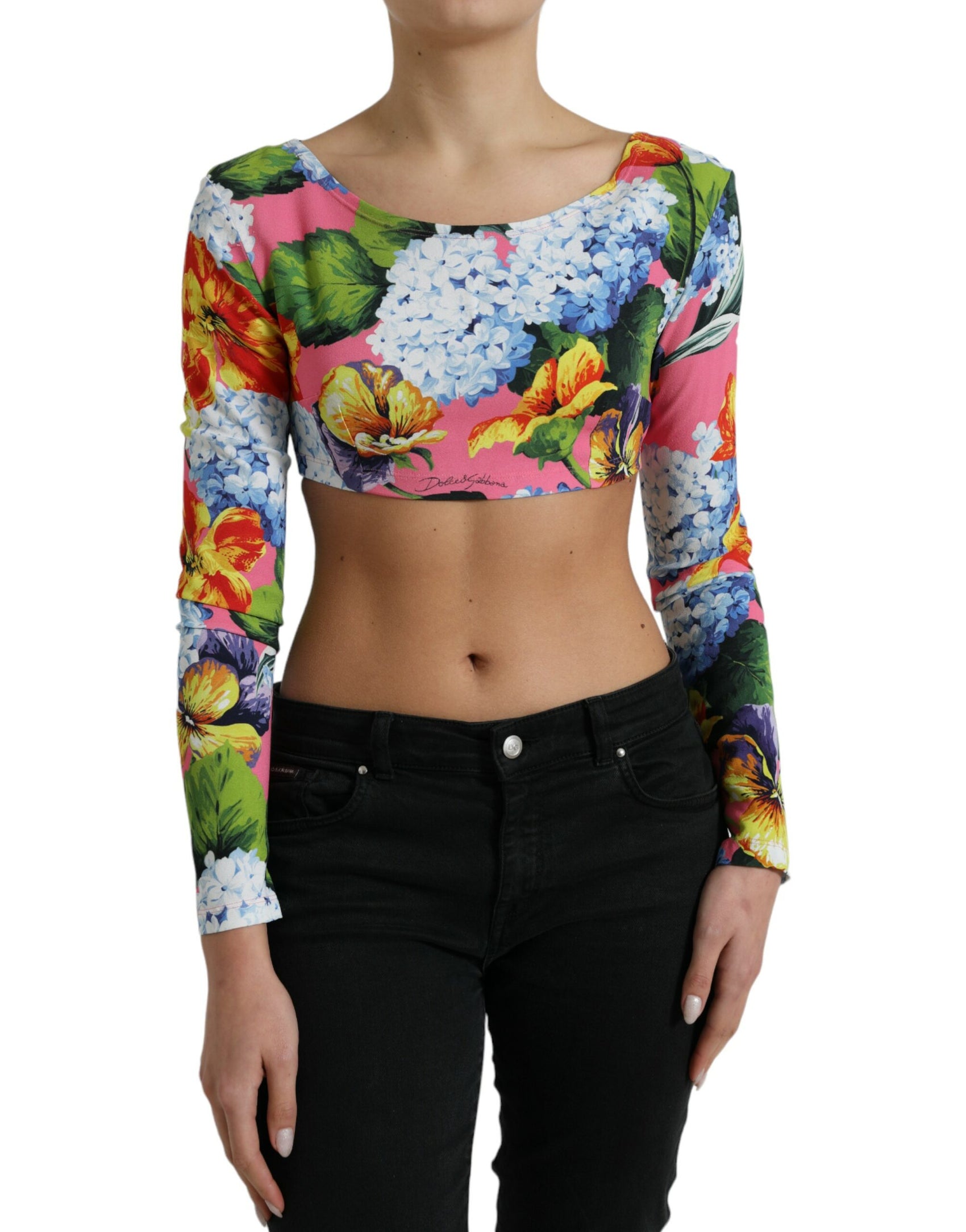 Blusa corta con motivo floreale Elegance