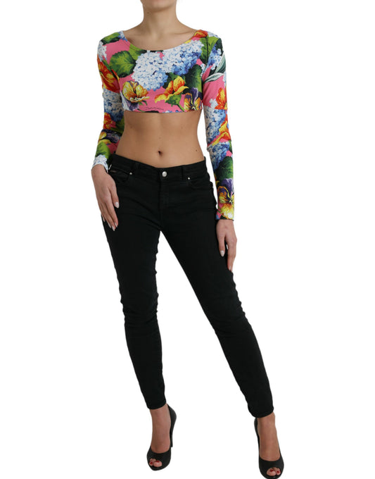 Blusa corta con motivo floreale Elegance
