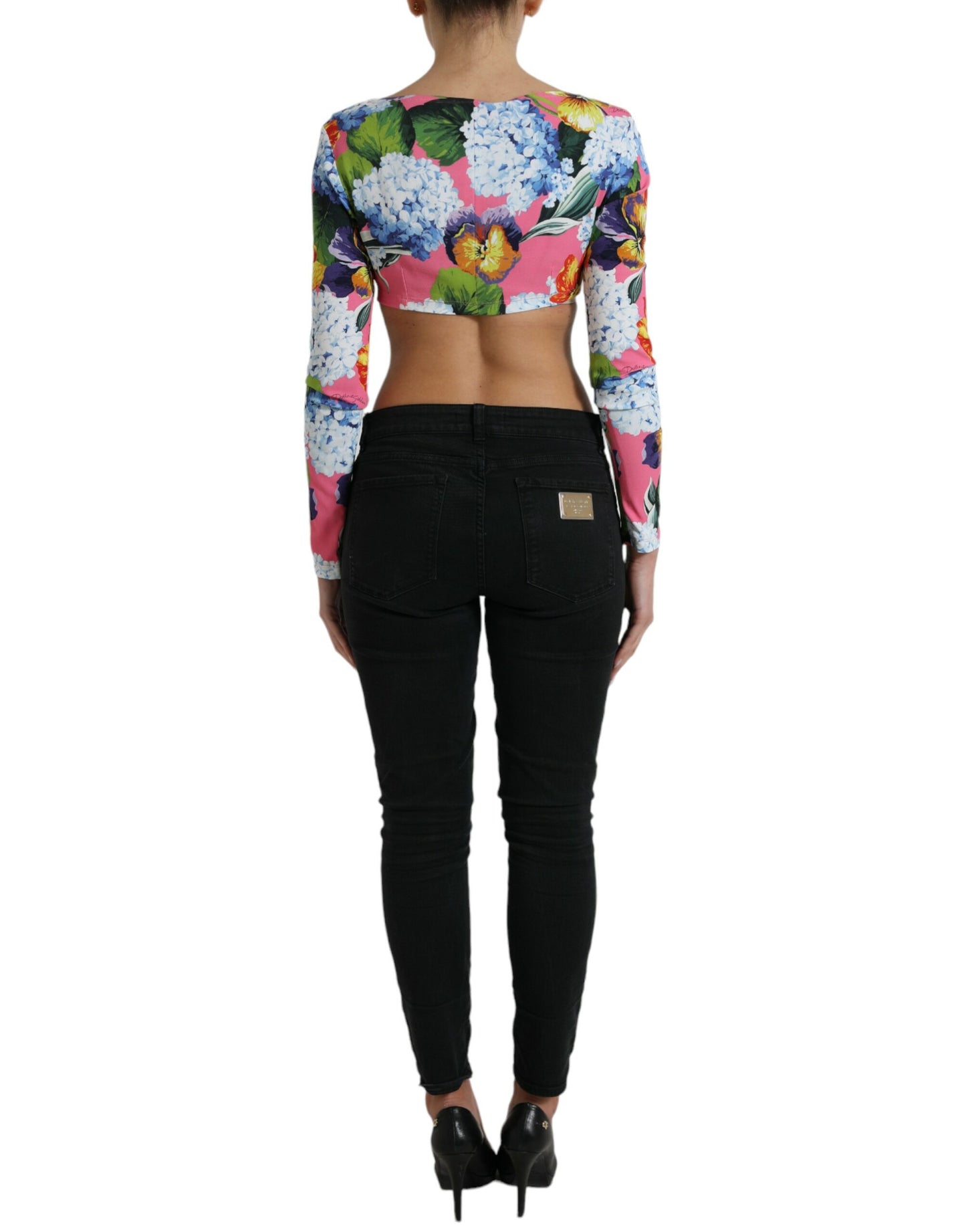 Blusa corta con motivo floreale Elegance