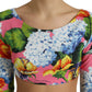 Blusa corta con motivo floreale Elegance