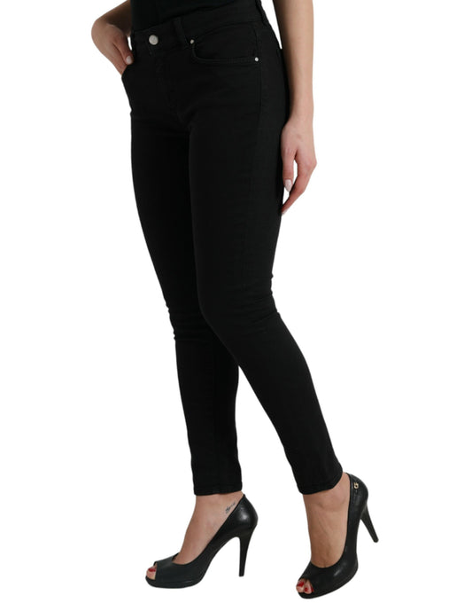 Elegante schwarze Stretchjeans mit mittlerer Taille