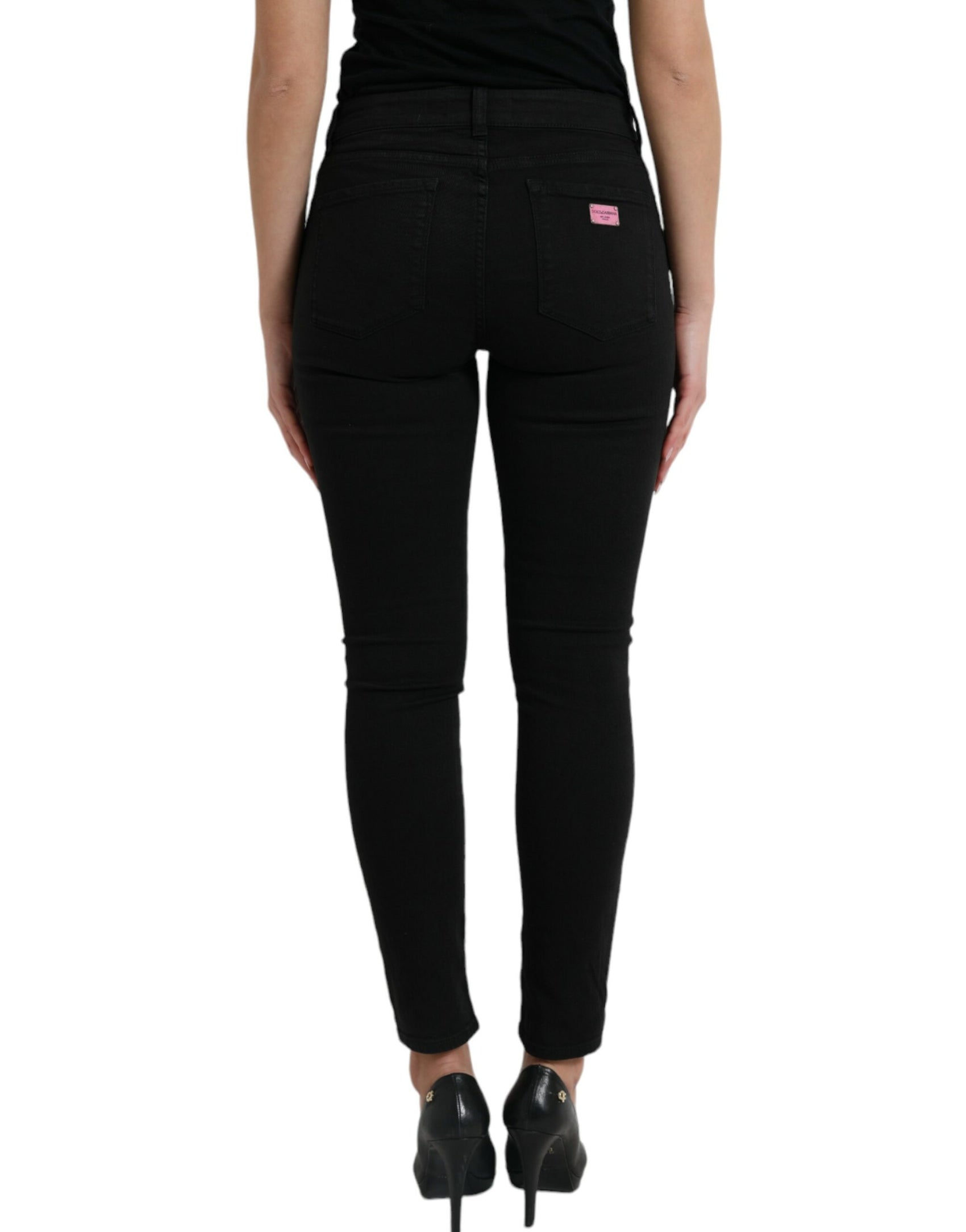 Elegante schwarze Stretchjeans mit mittlerer Taille