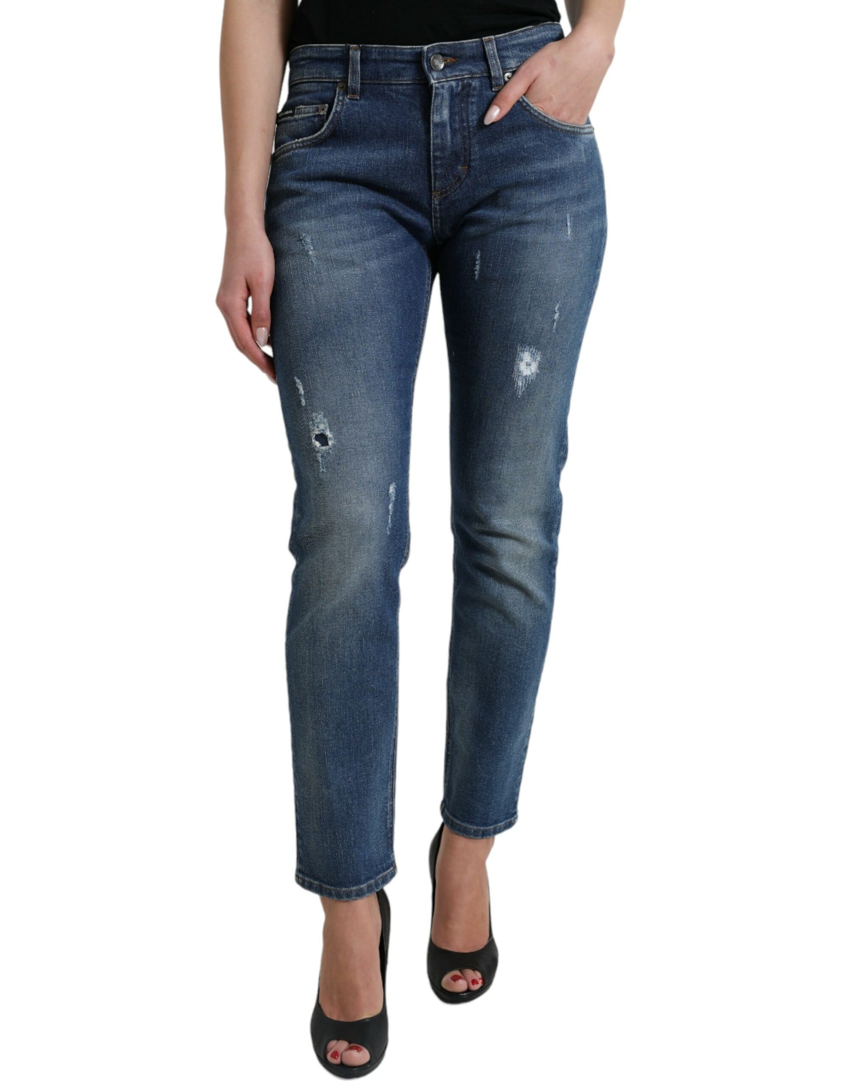Schicke Boyfriend-Stretchjeans mit mittlerer Taille