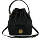 Elegant Black Leather Medusa Bucket Shoulder Bag