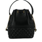 Elegant Black Leather Medusa Bucket Shoulder Bag