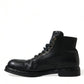 Elegant Black Horse Leather Ankle Boots