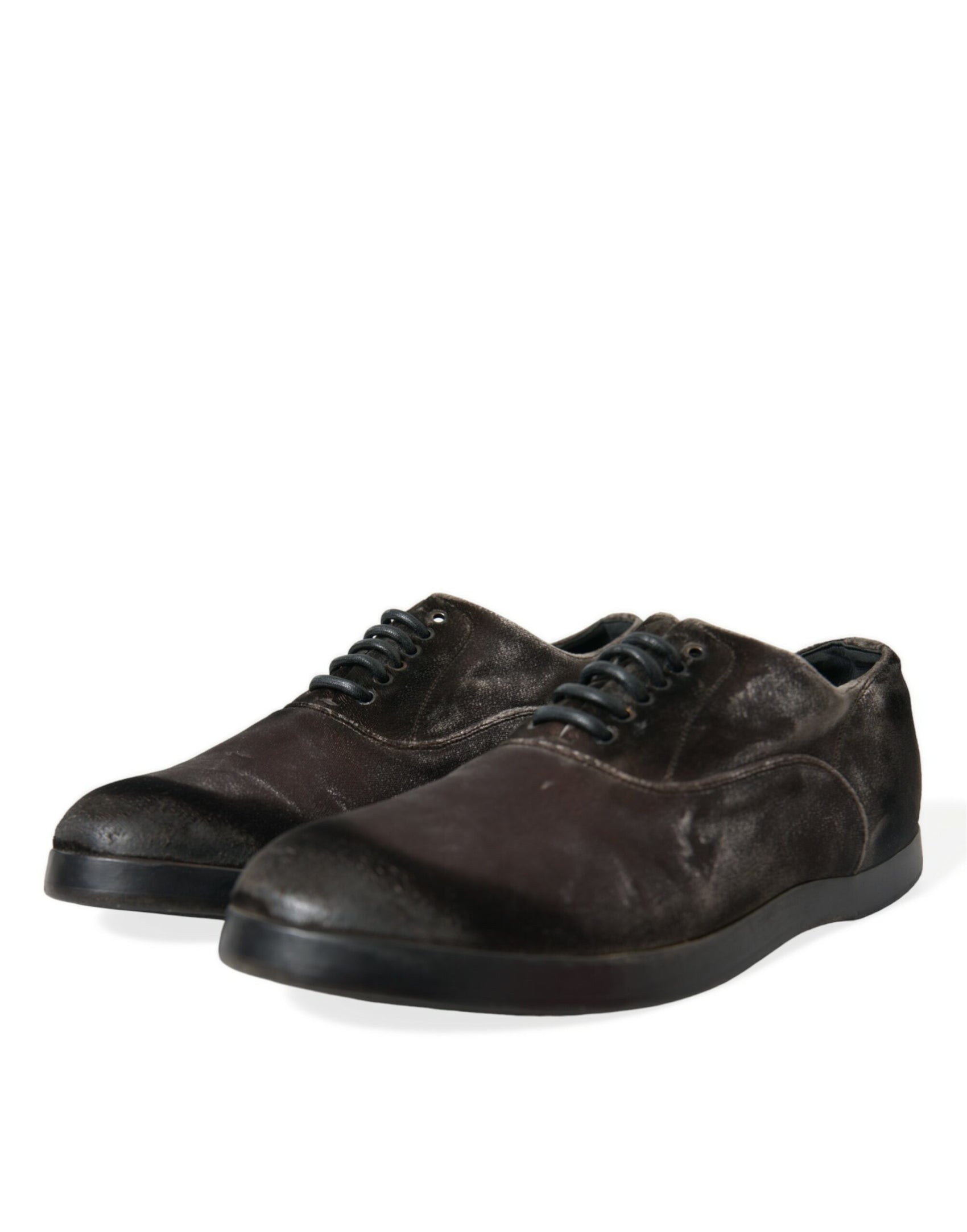 Eleganti scarpe stringate Oxford in velluto marrone