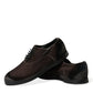 Elegant Brown Velvet Oxford Lace-up Shoes