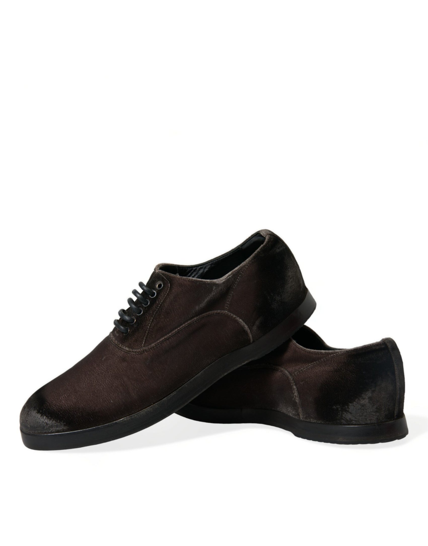 Eleganti scarpe stringate Oxford in velluto marrone