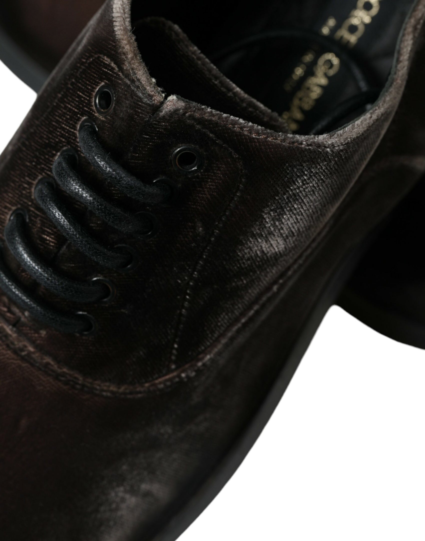 Eleganti scarpe stringate Oxford in velluto marrone
