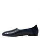 Elegant Blue Crocodile Leather Loafers