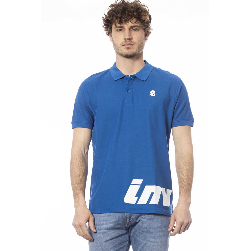 Blue Cotton Men Polo Shirt