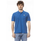 Blue Cotton Men Polo Shirt