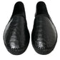 Exotic Black Leather Espadrilles