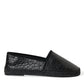 Exotic Black Leather Espadrilles