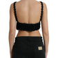 Elegante corsetto nero all'uncinetto