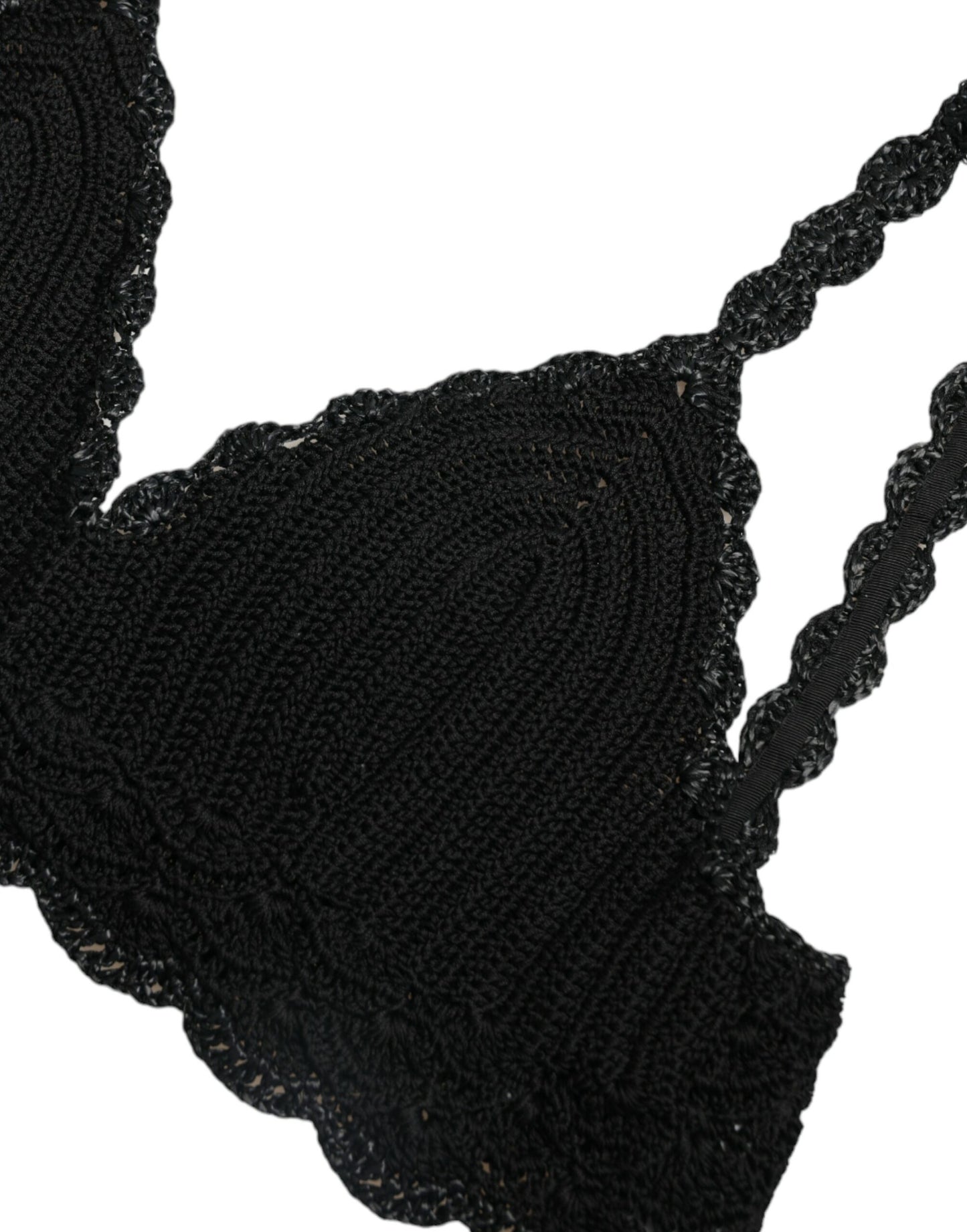 Elegante corsetto nero all'uncinetto