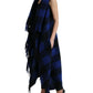 Elegante poncho cardigan con frange a quadri