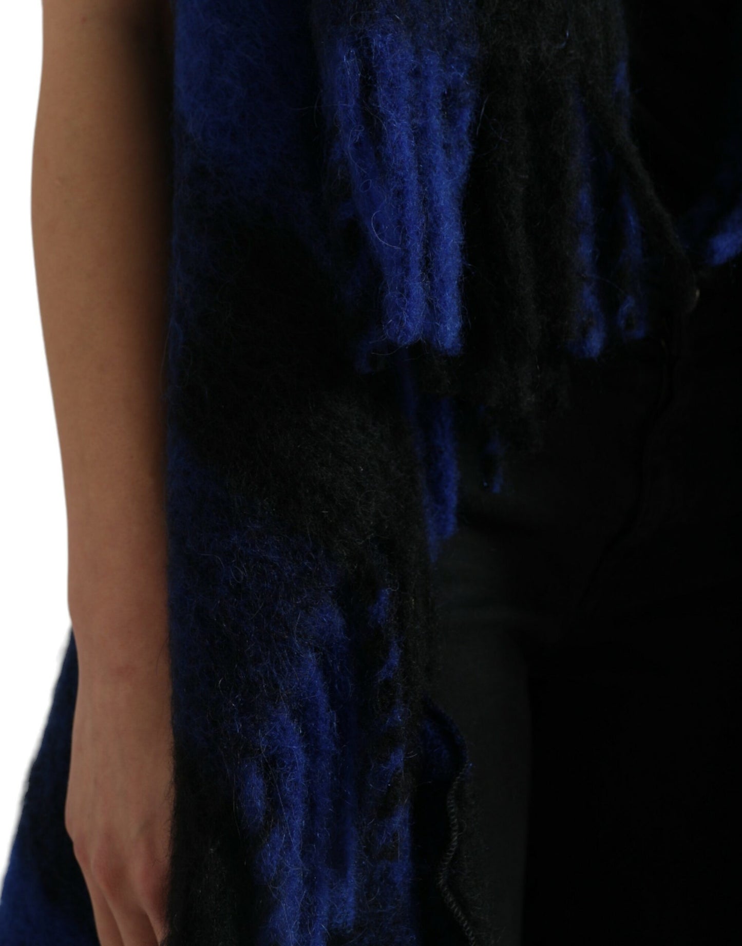 Elegante poncho cardigan con frange a quadri