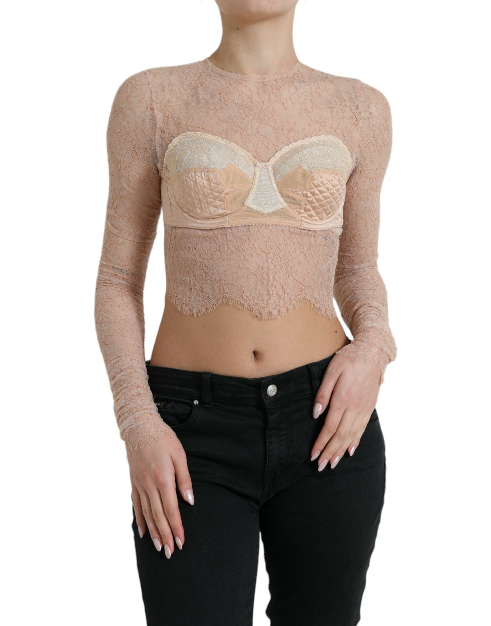 Elegante top corto con bustino in pizzo