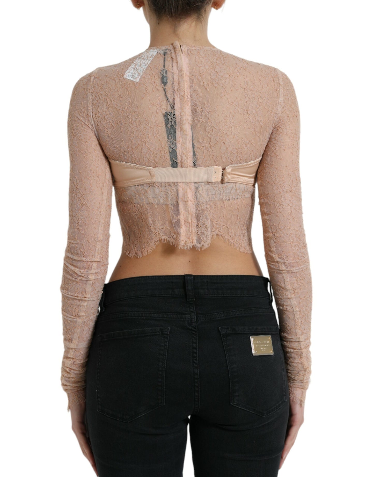 Elegante top corto con bustino in pizzo