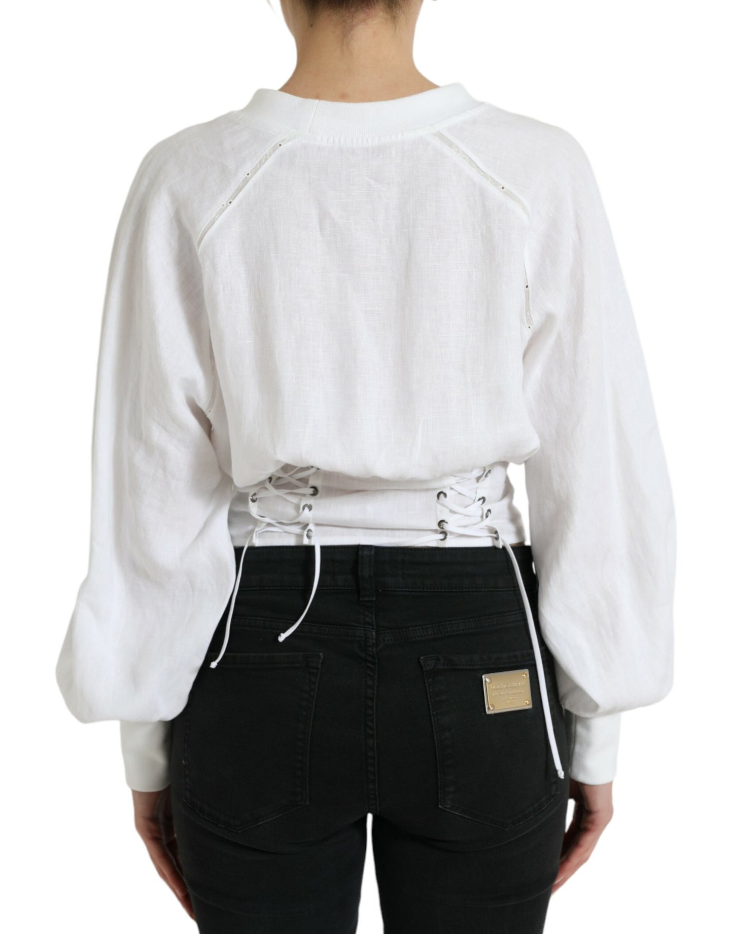 Elegante corsetto bianco con lacci e top corto