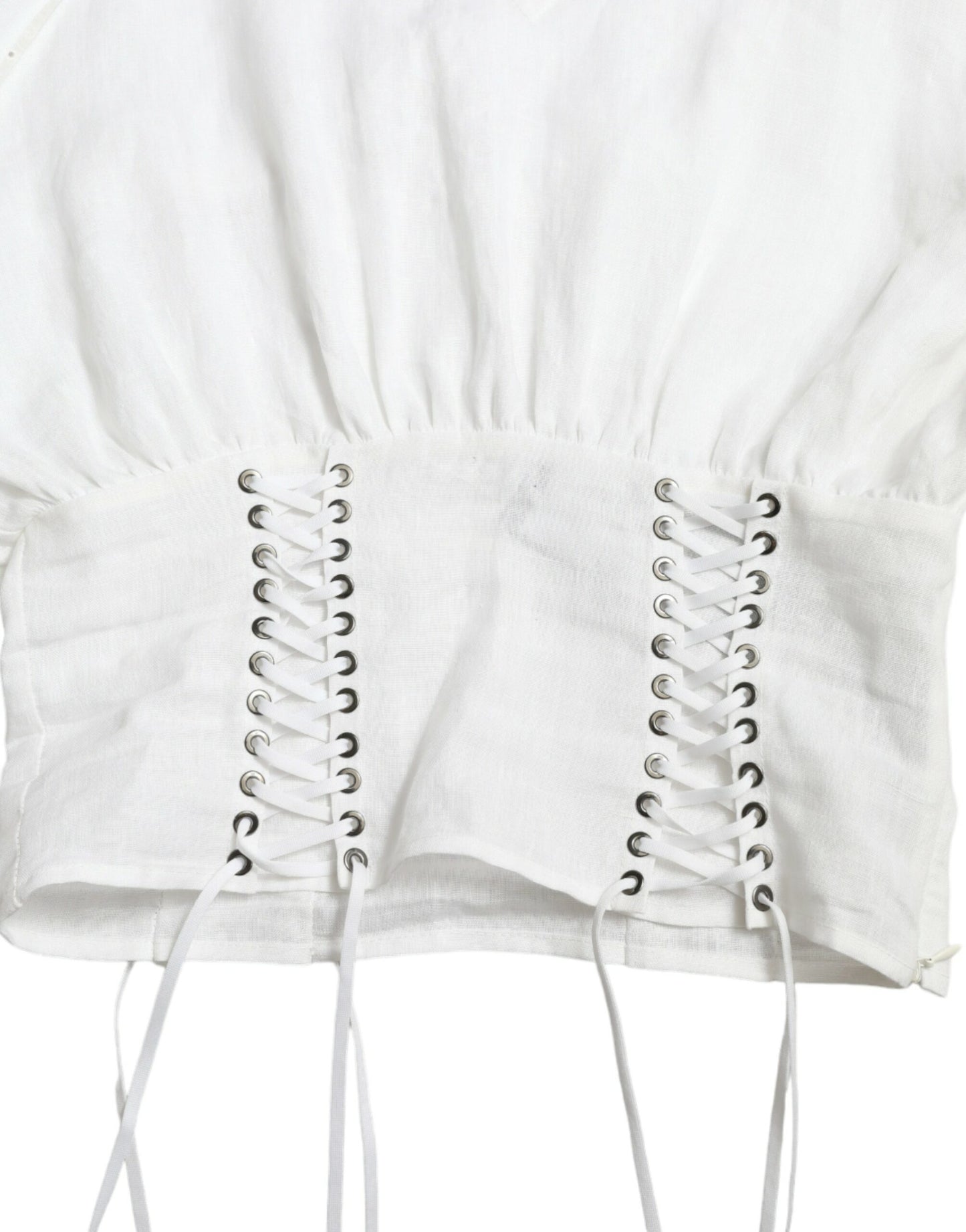Elegante corsetto bianco con lacci e top corto